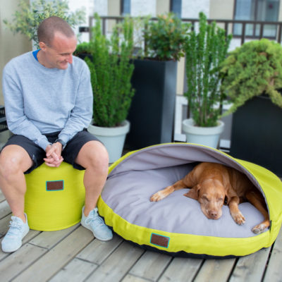 snuggle-dreamer-outdoor-hundehoehle_kokolores-lime-grey-hocker-siton-lime-jochen
